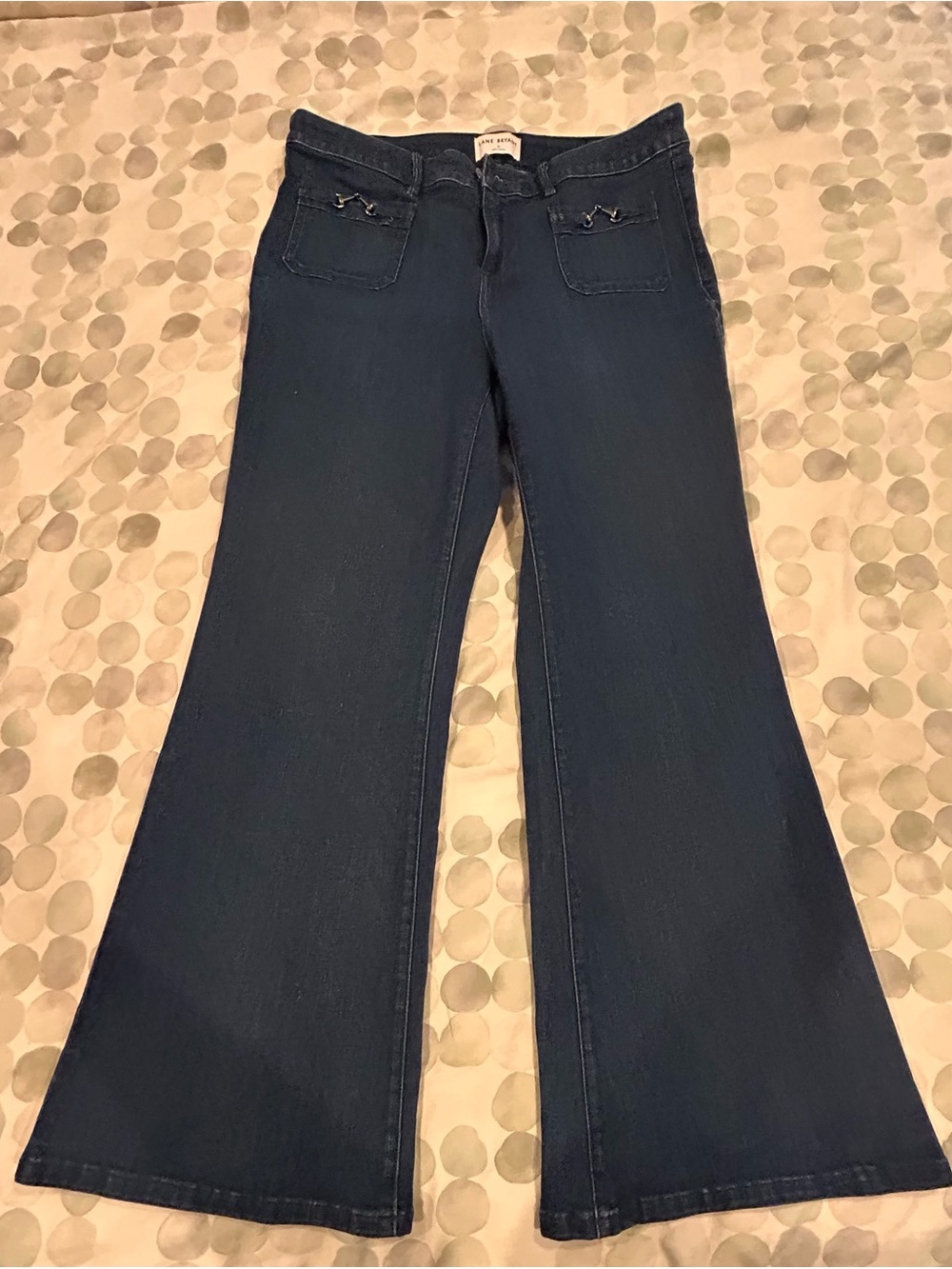 Lane Bryant Dark Blue Flare Jeans with Front Patch Pockets